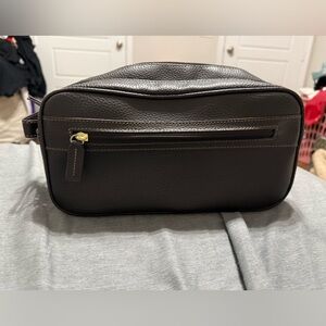 Brooks Brothers Dark Brown Leather Toiletry Bag